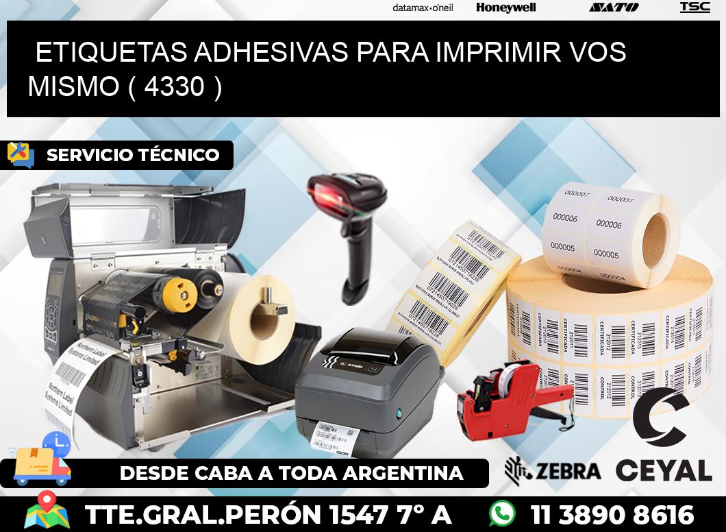 ETIQUETAS ADHESIVAS PARA IMPRIMIR VOS MISMO ( 4330 )