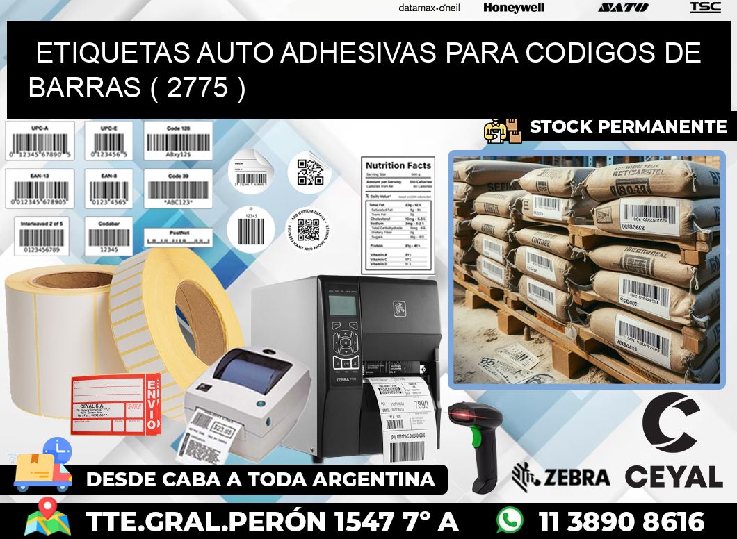 ETIQUETAS AUTO ADHESIVAS PARA CODIGOS DE BARRAS ( 2775 )