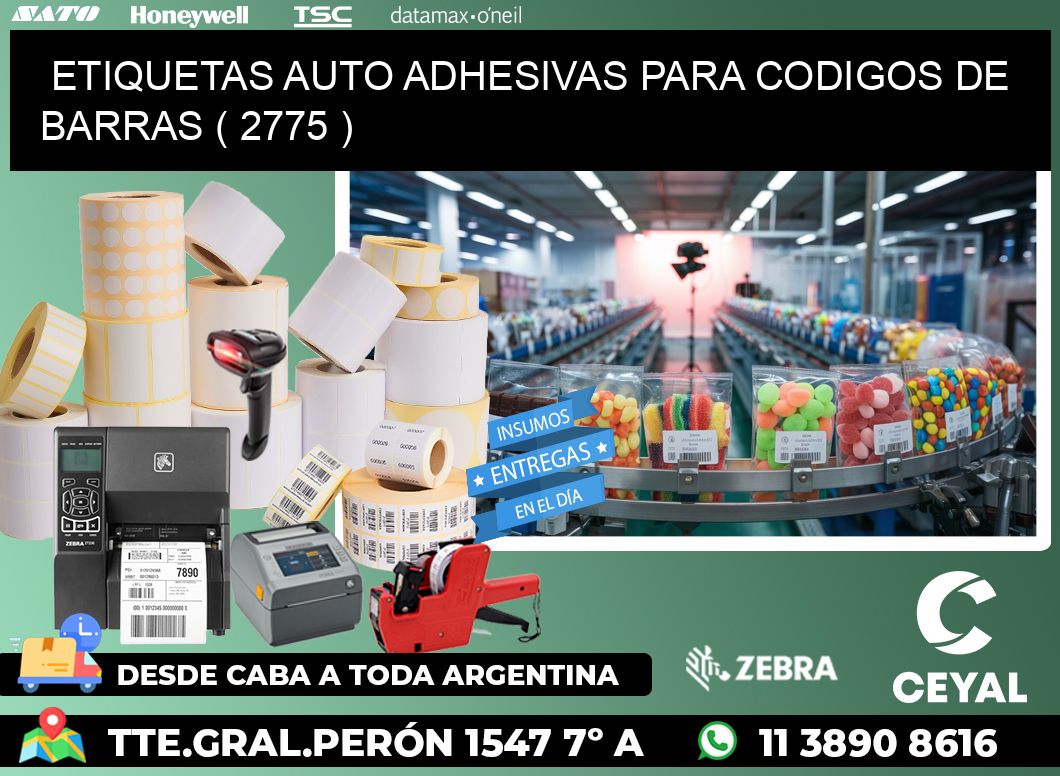 ETIQUETAS AUTO ADHESIVAS PARA CODIGOS DE BARRAS ( 2775 )