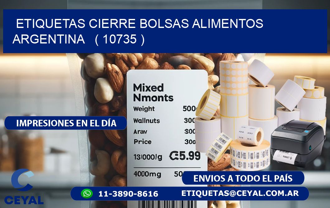 ETIQUETAS CIERRE BOLSAS ALIMENTOS ARGENTINA   ( 10735 )