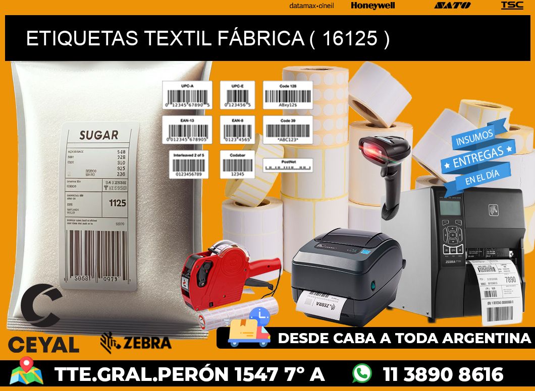 ETIQUETAS TEXTIL FÁBRICA ( 16125 )