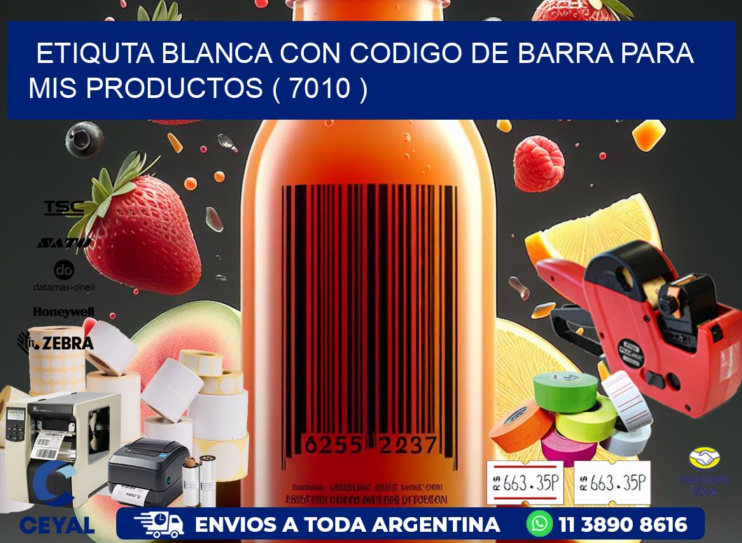 ETIQUTA BLANCA CON CODIGO DE BARRA PARA MIS PRODUCTOS ( 7010 )