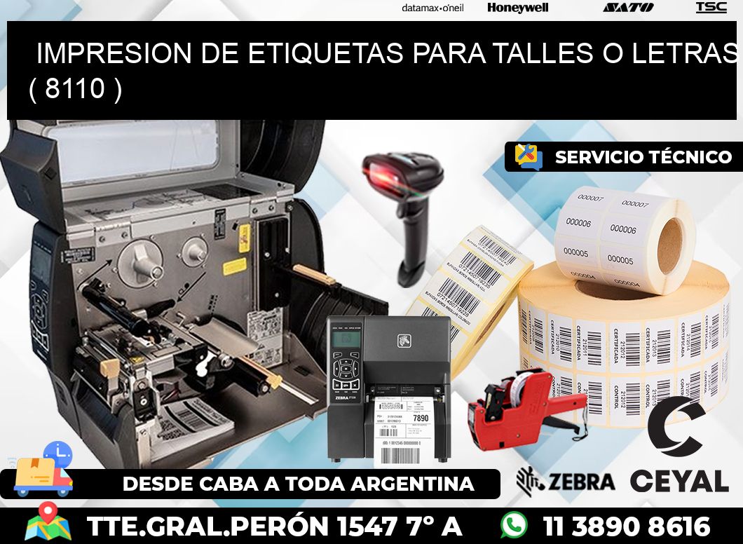 IMPRESION DE ETIQUETAS PARA TALLES O LETRAS ( 8110 )
