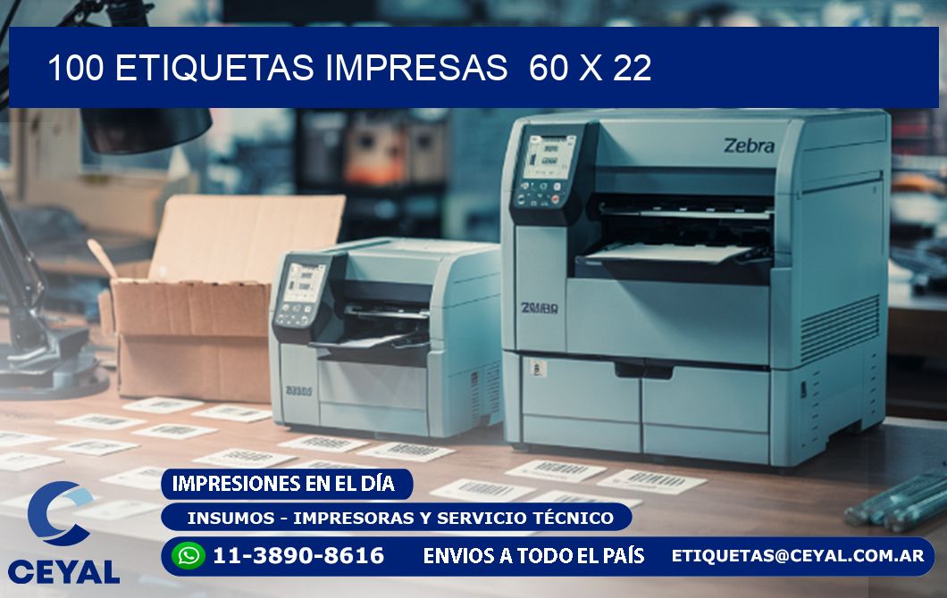 100 ETIQUETAS IMPRESAS  60 x 22