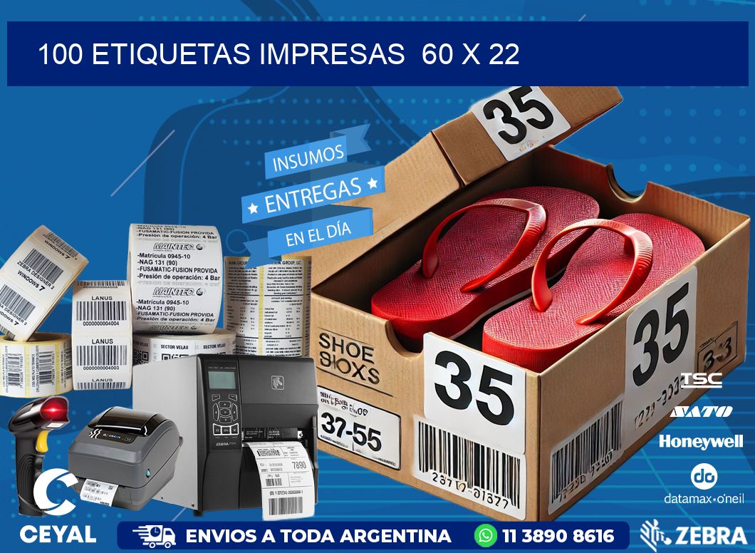 100 ETIQUETAS IMPRESAS  60 x 22