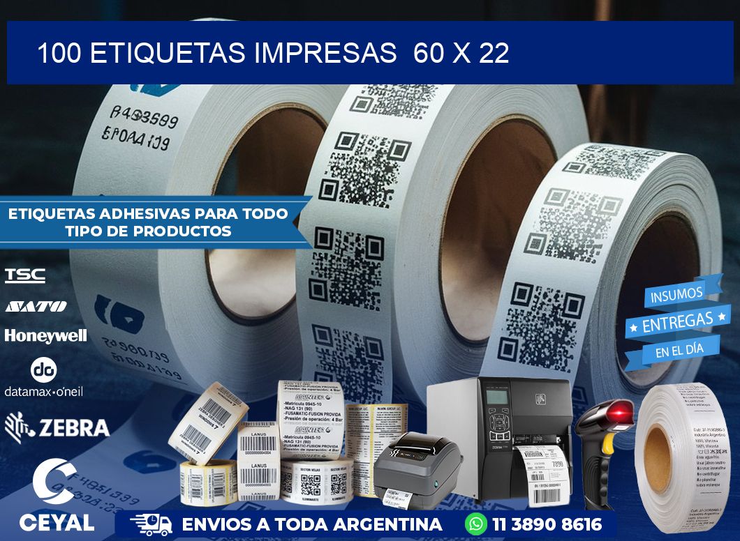 100 ETIQUETAS IMPRESAS  60 x 22