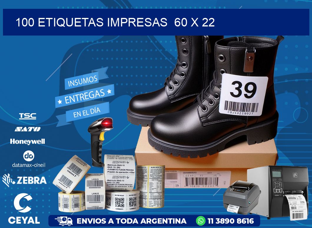 100 ETIQUETAS IMPRESAS  60 x 22