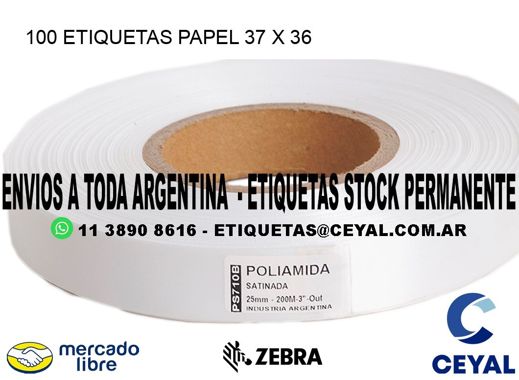 100 ETIQUETAS PAPEL 37 x 36