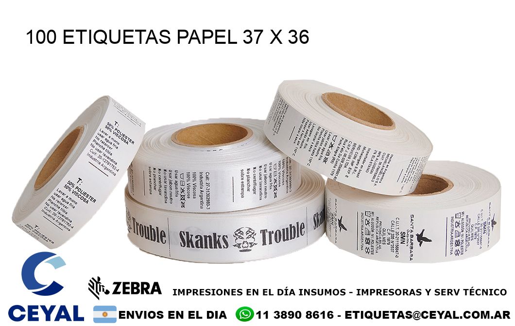 100 ETIQUETAS PAPEL 37 x 36