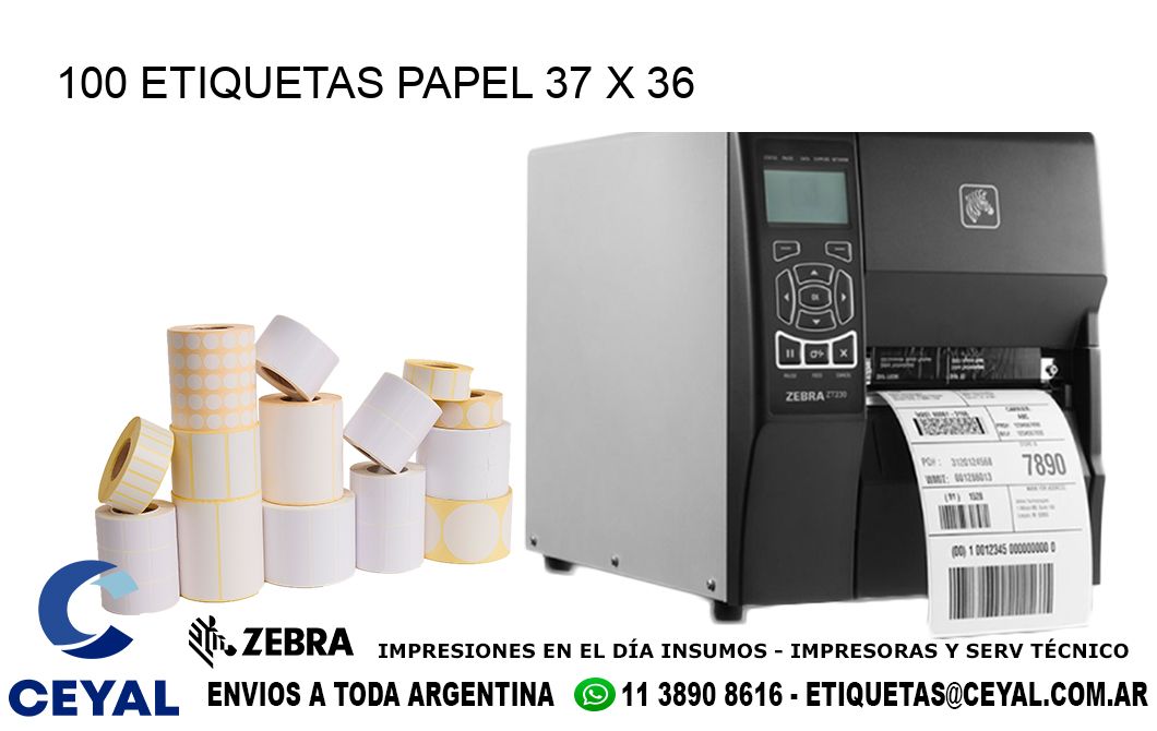 100 ETIQUETAS PAPEL 37 x 36