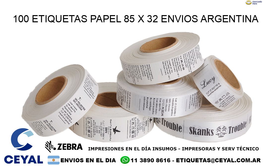 100 ETIQUETAS PAPEL 85 x 32 ENVIOS ARGENTINA