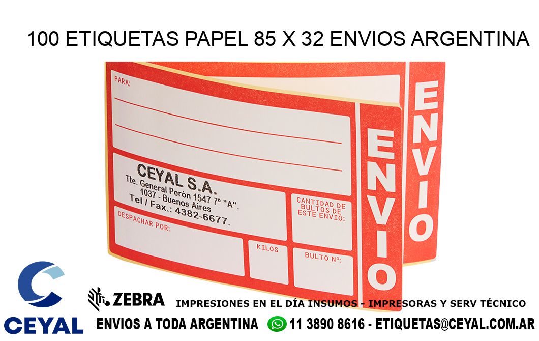 100 ETIQUETAS PAPEL 85 x 32 ENVIOS ARGENTINA