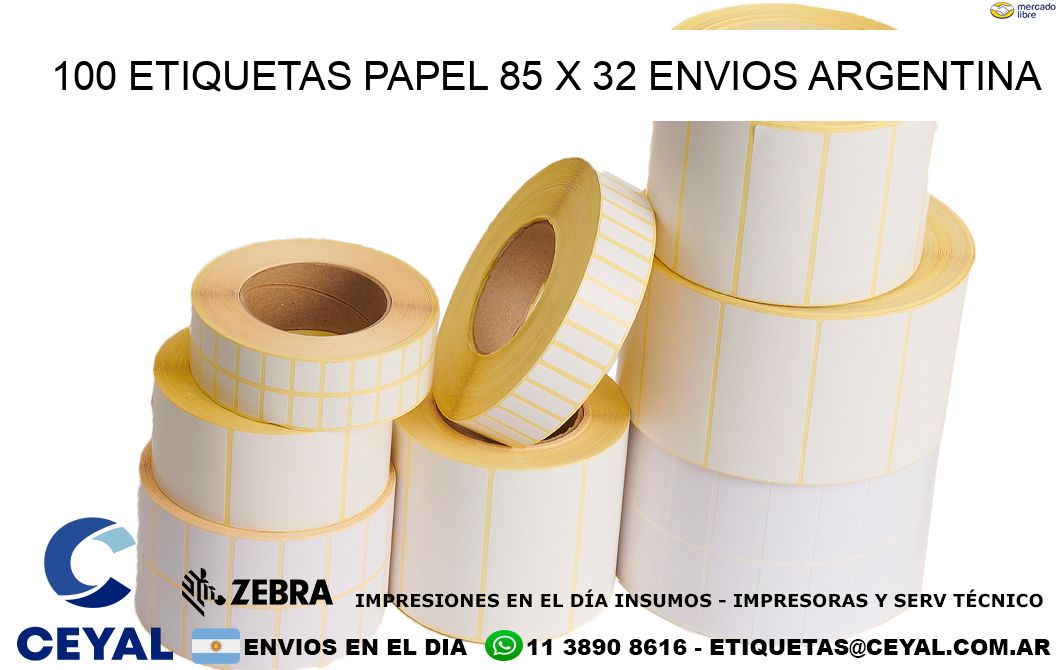 100 ETIQUETAS PAPEL 85 x 32 ENVIOS ARGENTINA
