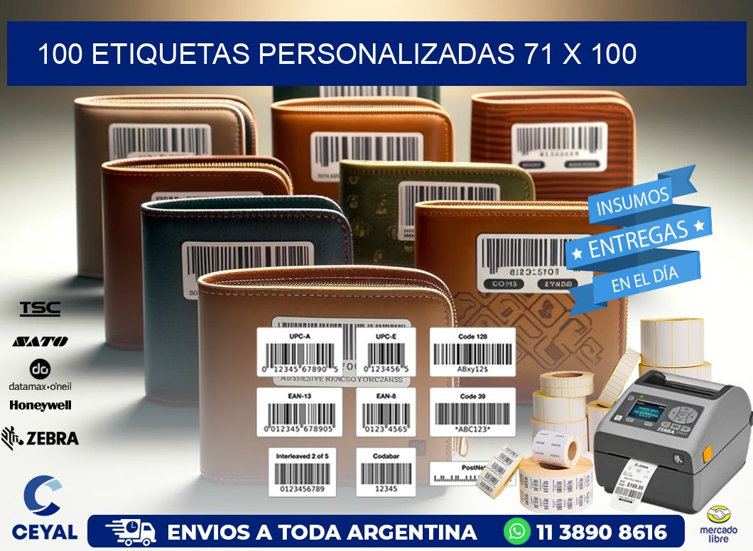 100 ETIQUETAS PERSONALIZADAS 71 x 100