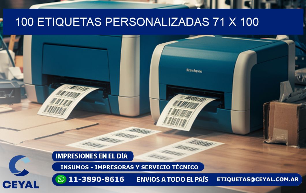 100 ETIQUETAS PERSONALIZADAS 71 x 100