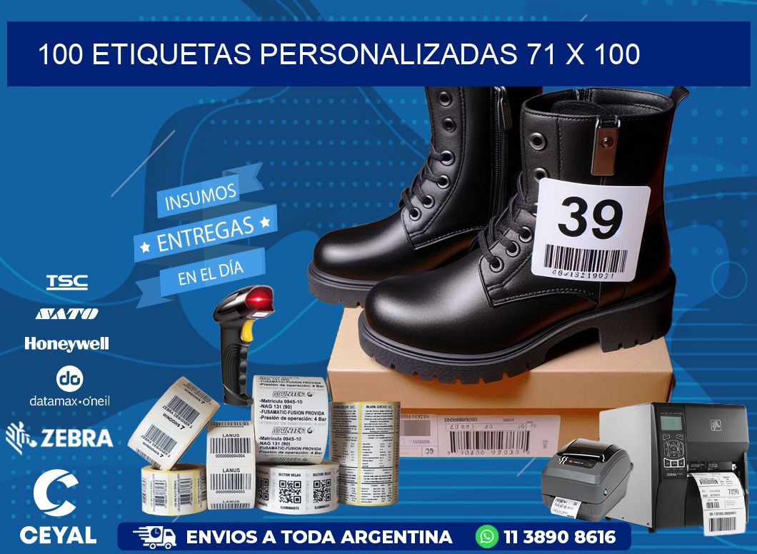 100 ETIQUETAS PERSONALIZADAS 71 x 100