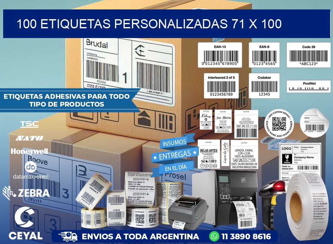 100 ETIQUETAS PERSONALIZADAS 71 x 100