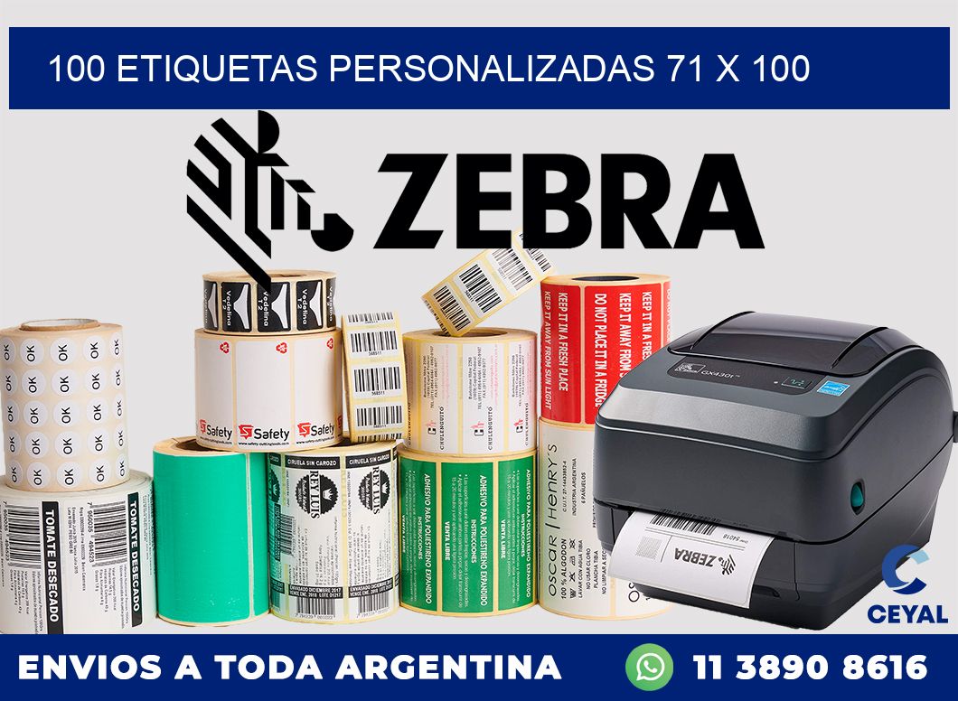 100 ETIQUETAS PERSONALIZADAS 71 x 100