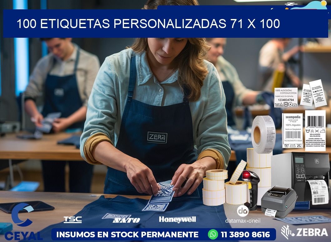 100 ETIQUETAS PERSONALIZADAS 71 x 100