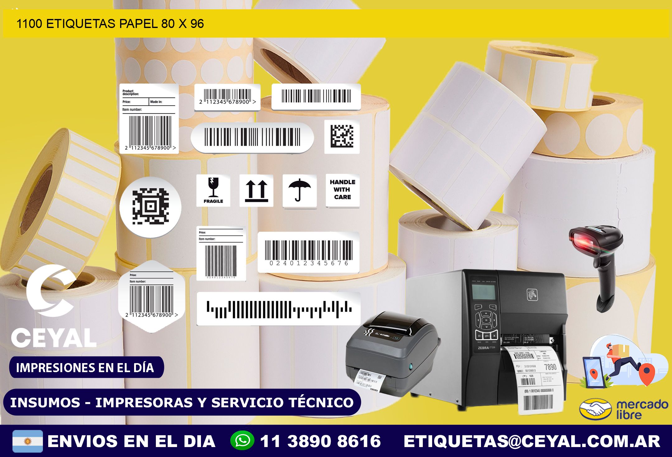 1100 ETIQUETAS PAPEL 80 x 96