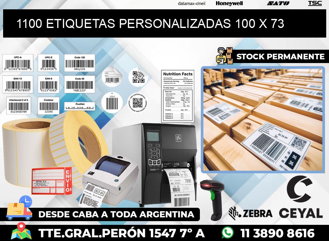 1100 ETIQUETAS PERSONALIZADAS 100 x 73