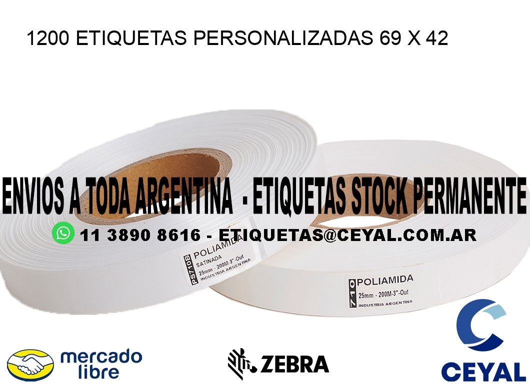 1200 ETIQUETAS PERSONALIZADAS 69 x 42