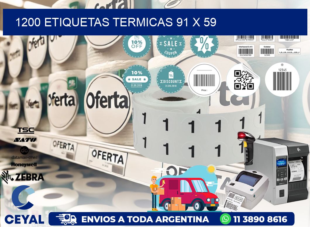 1200 ETIQUETAS TERMICAS 91 x 59