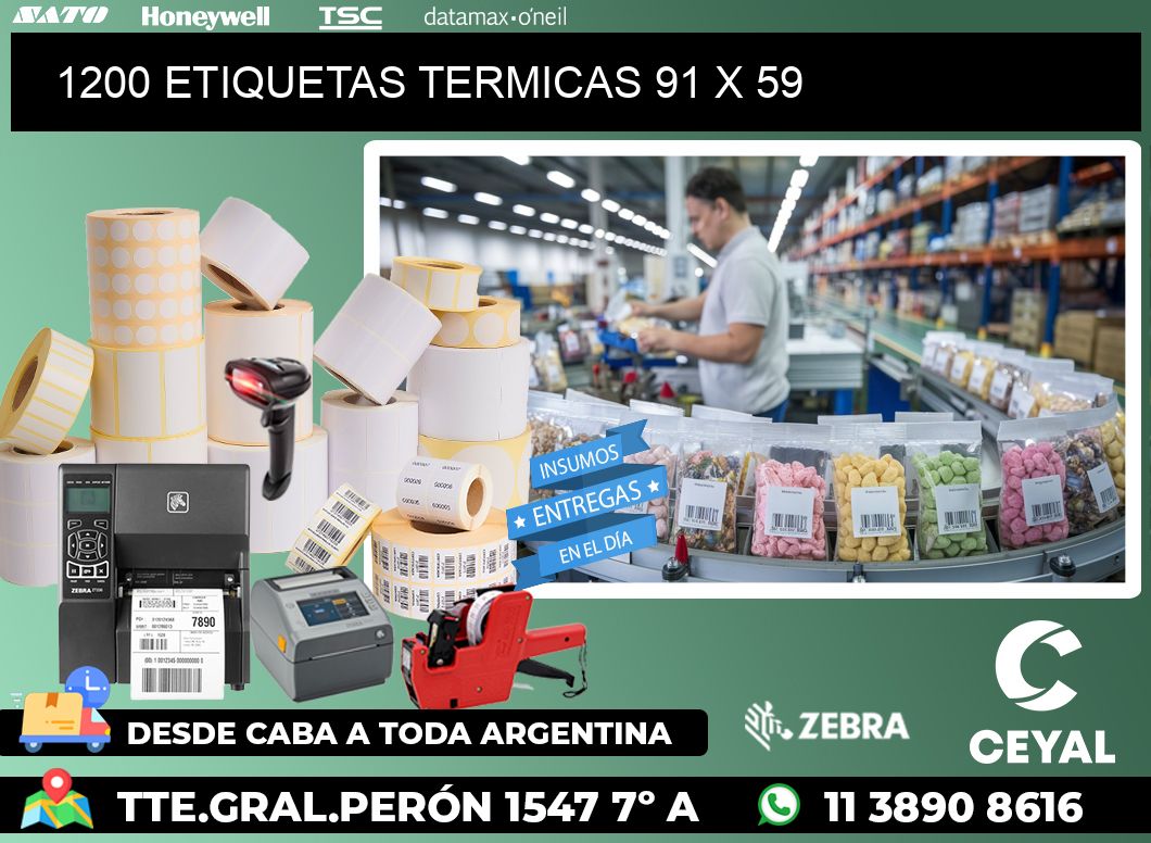1200 ETIQUETAS TERMICAS 91 x 59
