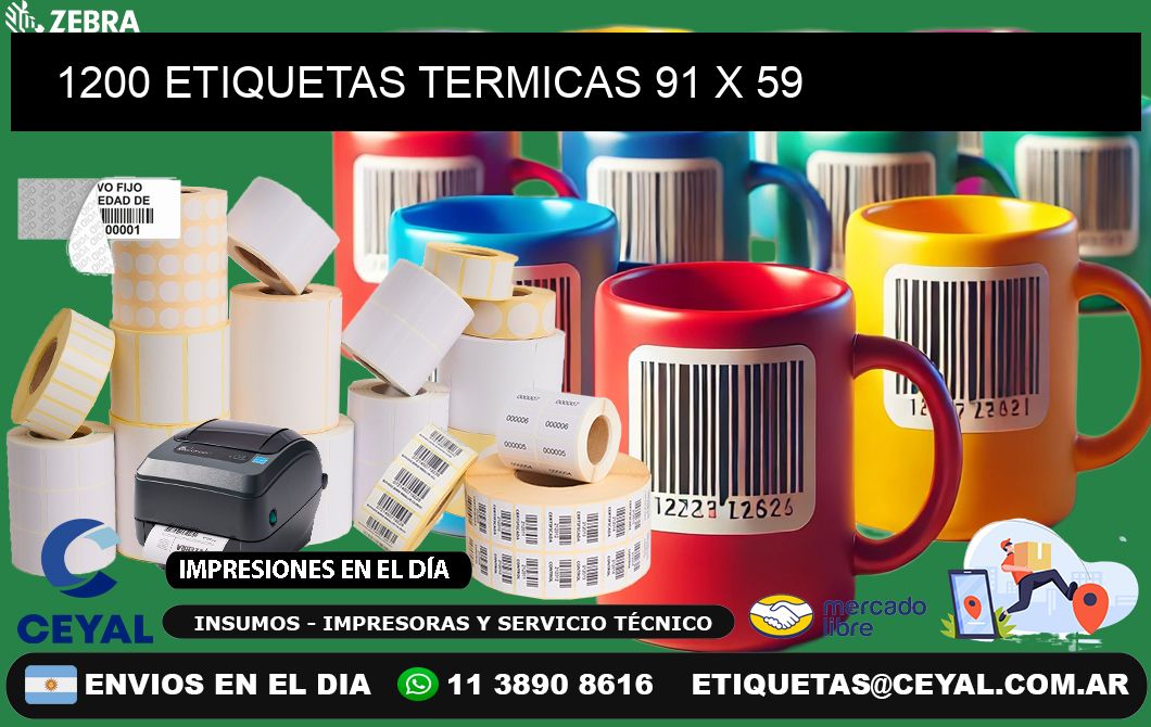 1200 ETIQUETAS TERMICAS 91 x 59