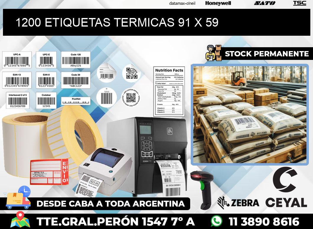 1200 ETIQUETAS TERMICAS 91 x 59