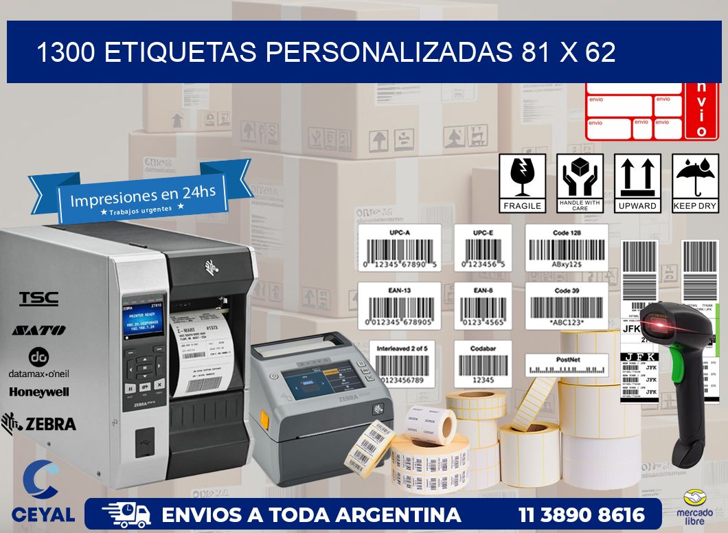 1300 ETIQUETAS PERSONALIZADAS 81 x 62