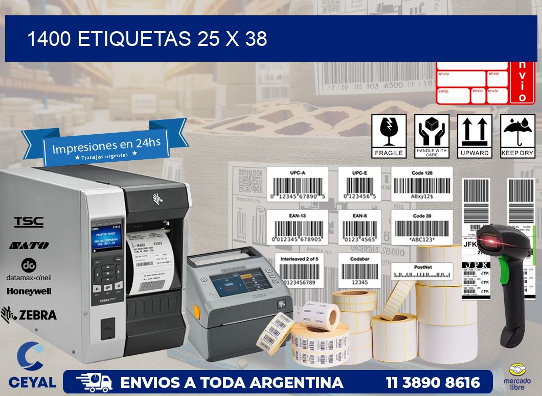 1400 ETIQUETAS 25 x 38