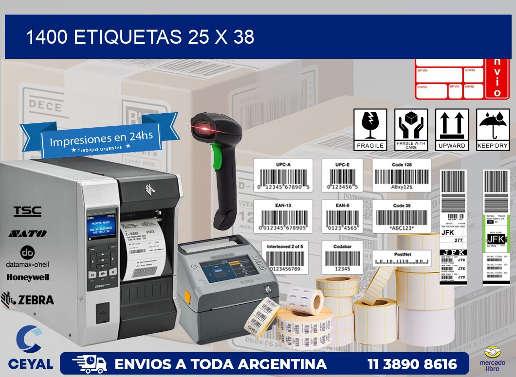1400 ETIQUETAS 25 x 38