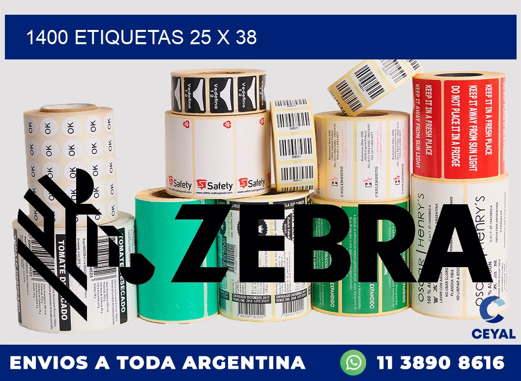 1400 ETIQUETAS 25 x 38