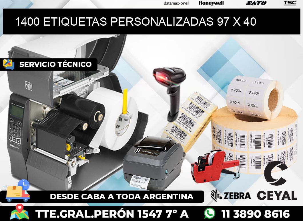 1400 ETIQUETAS PERSONALIZADAS 97 x 40