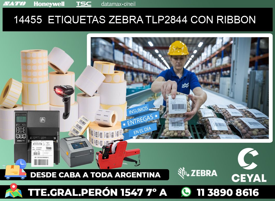 14455  ETIQUETAS ZEBRA TLP2844 CON RIBBON