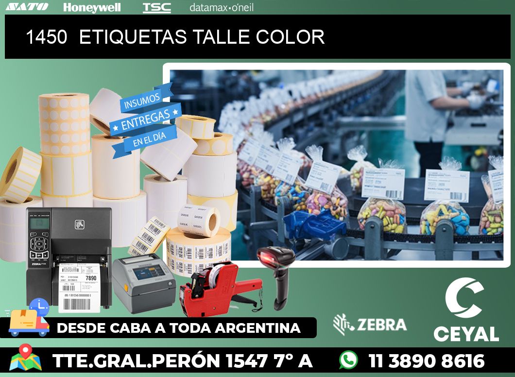1450  ETIQUETAS TALLE COLOR