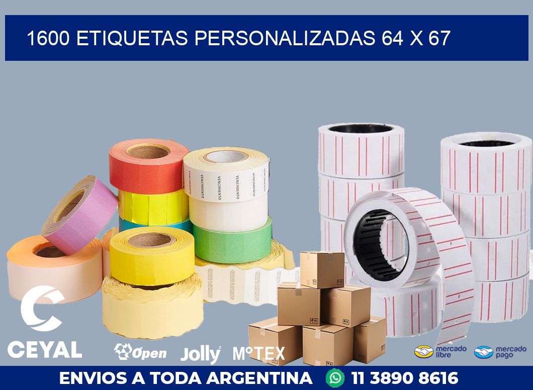 1600 ETIQUETAS PERSONALIZADAS 64 x 67