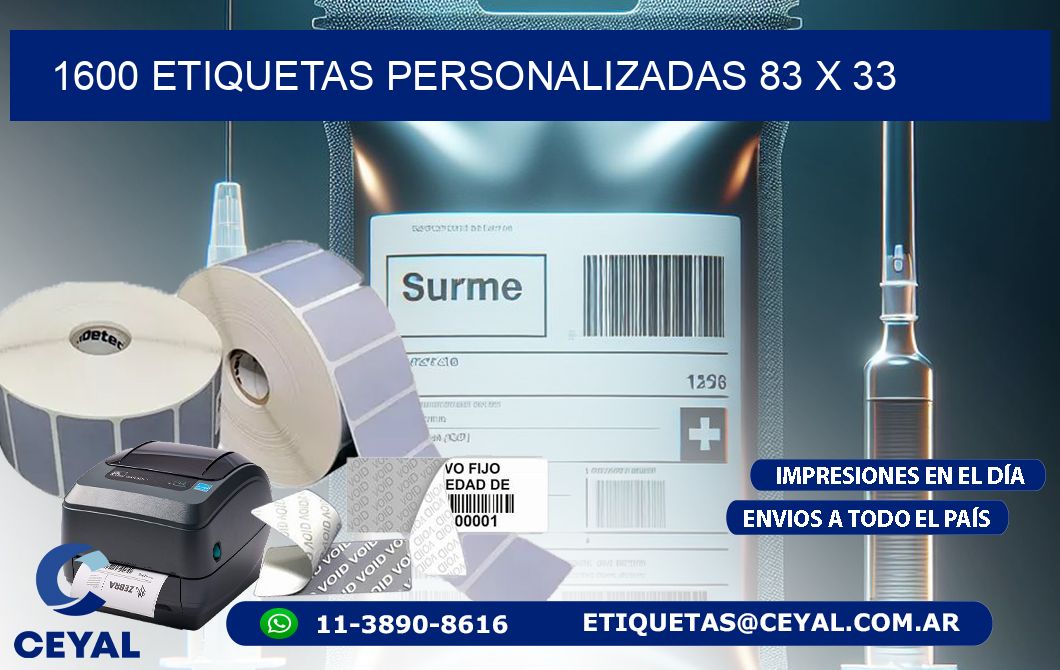 1600 ETIQUETAS PERSONALIZADAS 83 x 33