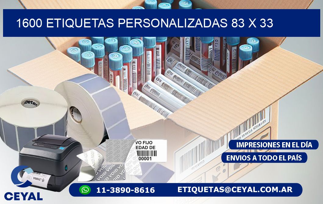 1600 ETIQUETAS PERSONALIZADAS 83 x 33