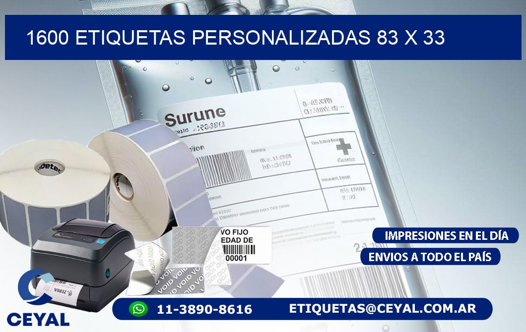 1600 ETIQUETAS PERSONALIZADAS 83 x 33