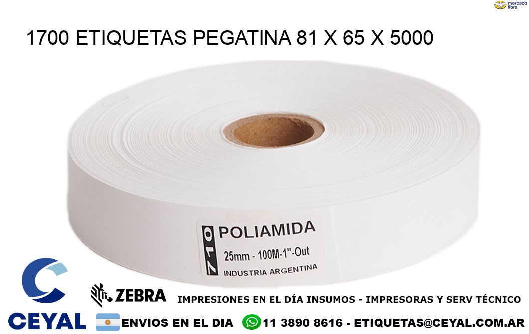 1700 ETIQUETAS PEGATINA 81 x 65 x 5000