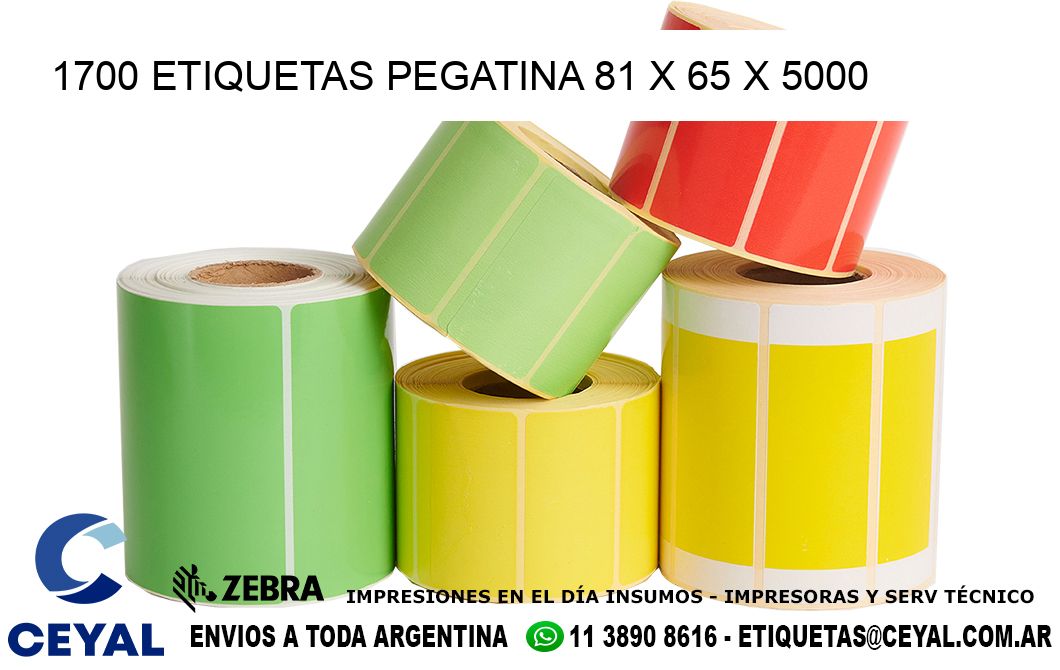 1700 ETIQUETAS PEGATINA 81 x 65 x 5000