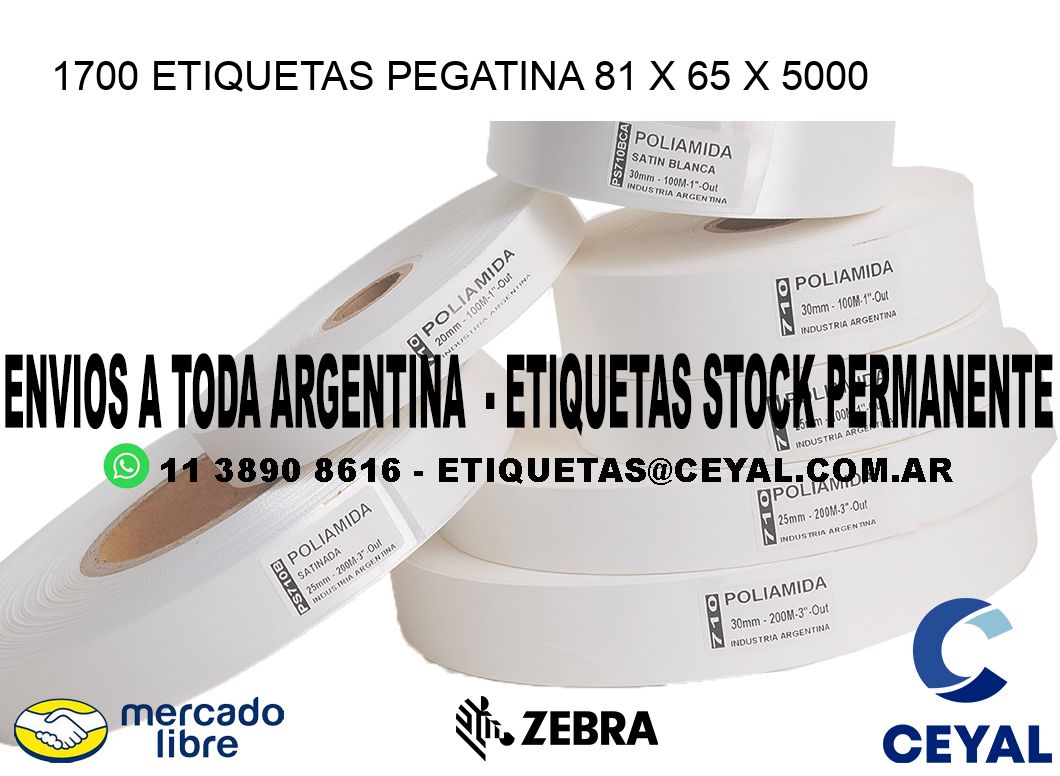 1700 ETIQUETAS PEGATINA 81 x 65 x 5000