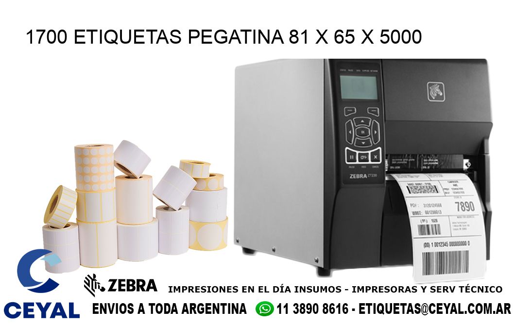 1700 ETIQUETAS PEGATINA 81 x 65 x 5000