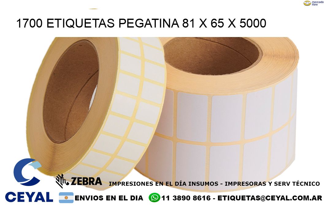 1700 ETIQUETAS PEGATINA 81 x 65 x 5000