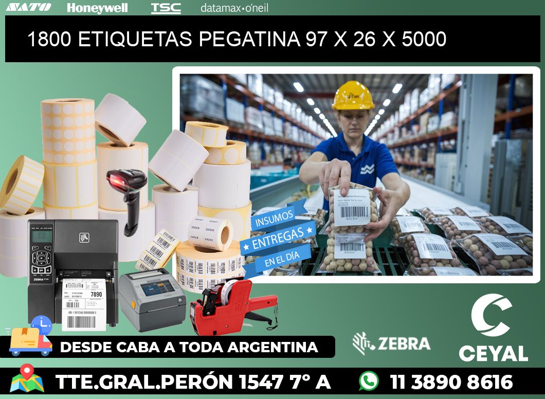 1800 ETIQUETAS PEGATINA 97 x 26 x 5000