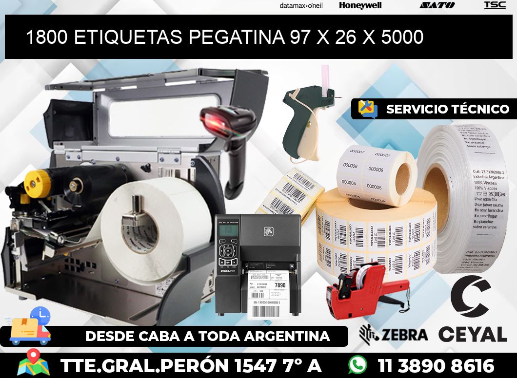 1800 ETIQUETAS PEGATINA 97 x 26 x 5000