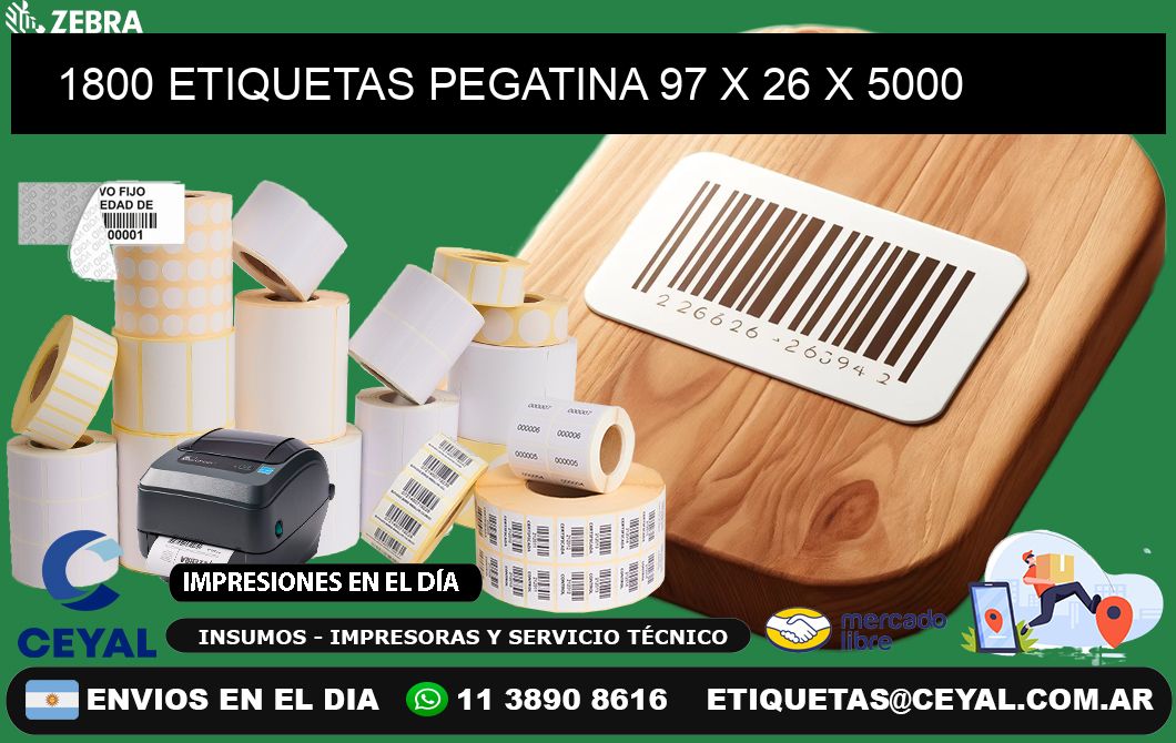 1800 ETIQUETAS PEGATINA 97 x 26 x 5000