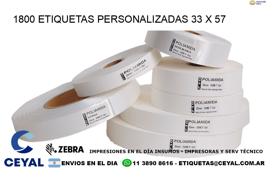 1800 ETIQUETAS PERSONALIZADAS 33 x 57